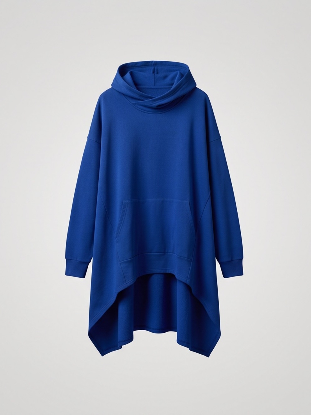 Oversized Hooded Tunic Sweater - Royal Blue